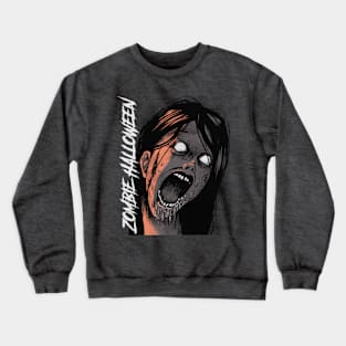 Zombie Halloween Girl Crewneck Sweatshirt